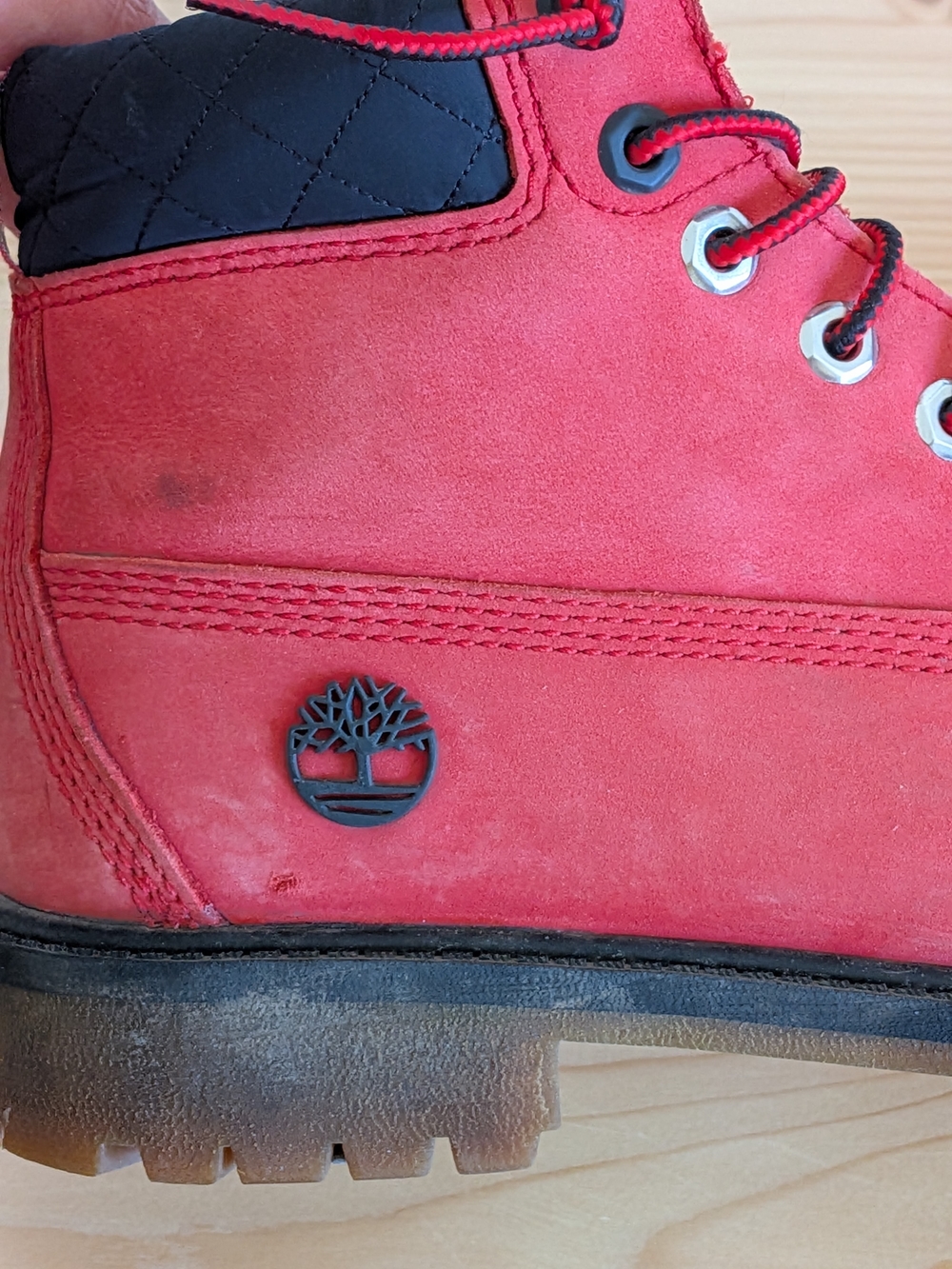 Timberland Red Kids Lace-Up Boots with Embossed Logo - Picture 4 of 10